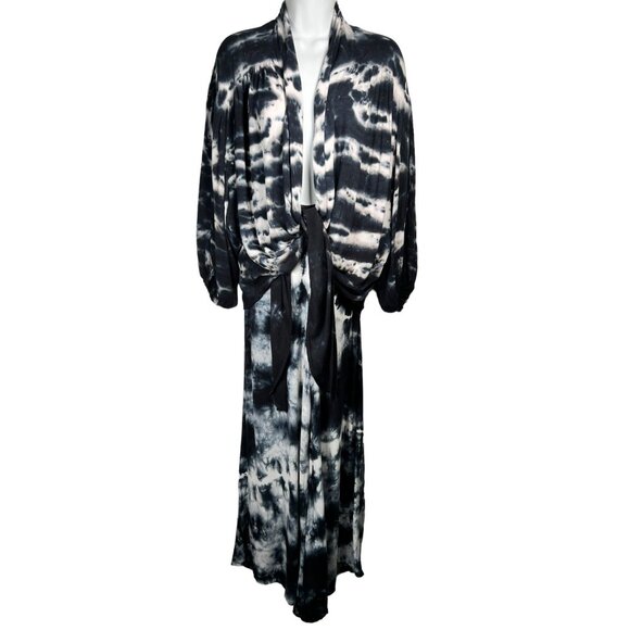 Young Fabulous Broke Set Carmen Tie Front Top Aiko Wide Leg Pants XS Blue TieDye - Picture 2 of 16